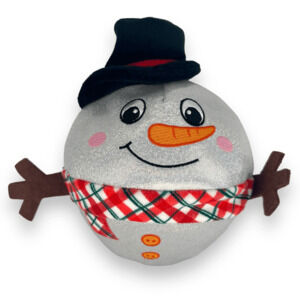 Merry and Bright Snowman Bounce Crinkle Ball‎ Round Dog Toy Winter Christmas